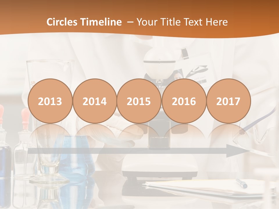 Curious Research Scientist In Lab Coat And Rubber Gloves Looking At Specimen Under Microscope In Laboratory PowerPoint Template