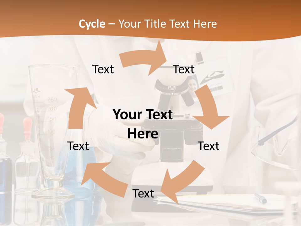 Curious Research Scientist In Lab Coat And Rubber Gloves Looking At Specimen Under Microscope In Laboratory PowerPoint Template