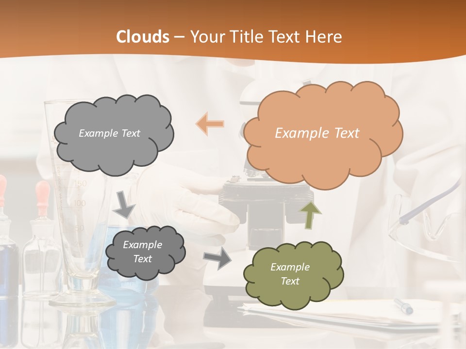 Curious Research Scientist In Lab Coat And Rubber Gloves Looking At Specimen Under Microscope In Laboratory PowerPoint Template