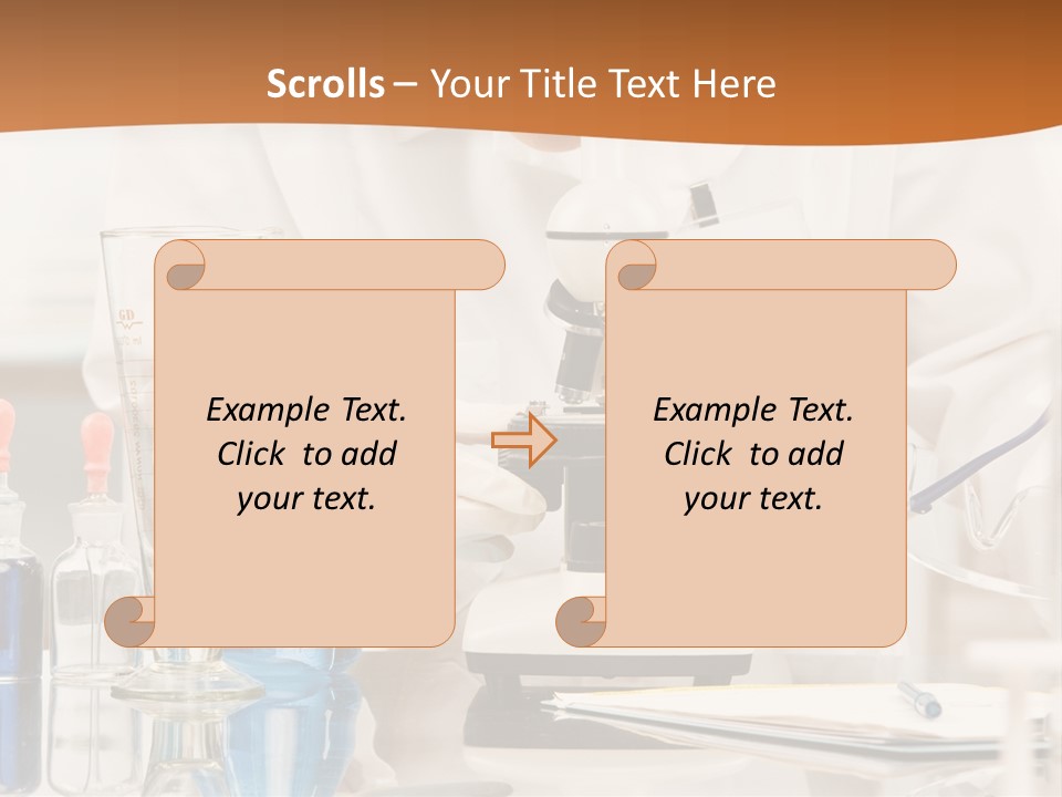 Curious Research Scientist In Lab Coat And Rubber Gloves Looking At Specimen Under Microscope In Laboratory PowerPoint Template