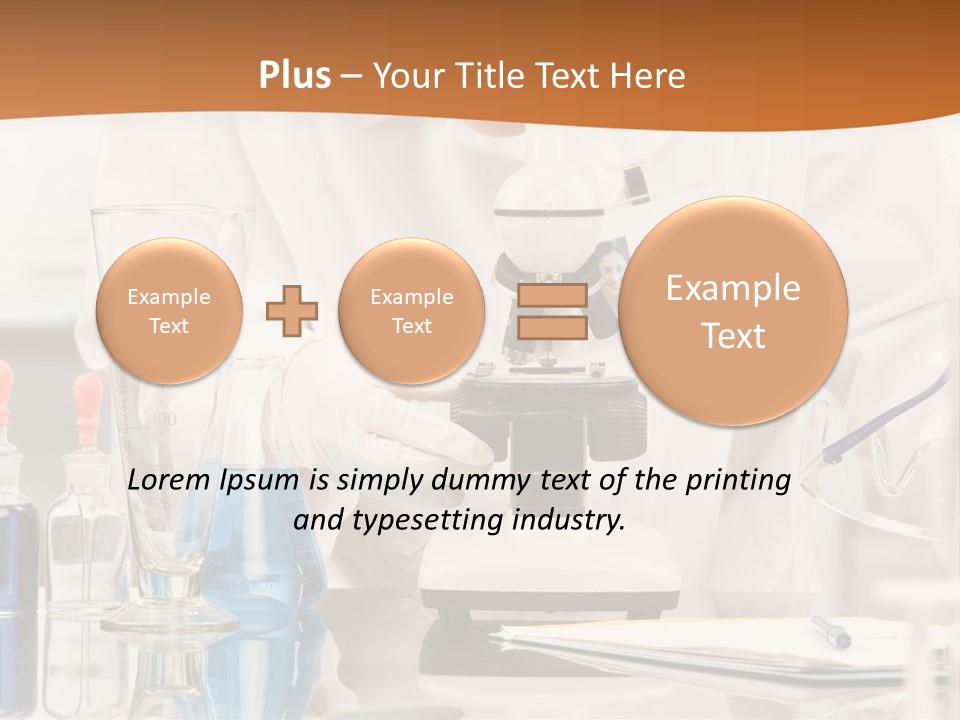 Curious Research Scientist In Lab Coat And Rubber Gloves Looking At Specimen Under Microscope In Laboratory PowerPoint Template