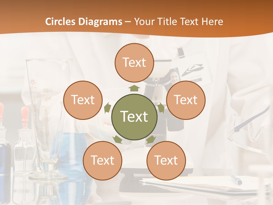 Curious Research Scientist In Lab Coat And Rubber Gloves Looking At Specimen Under Microscope In Laboratory PowerPoint Template