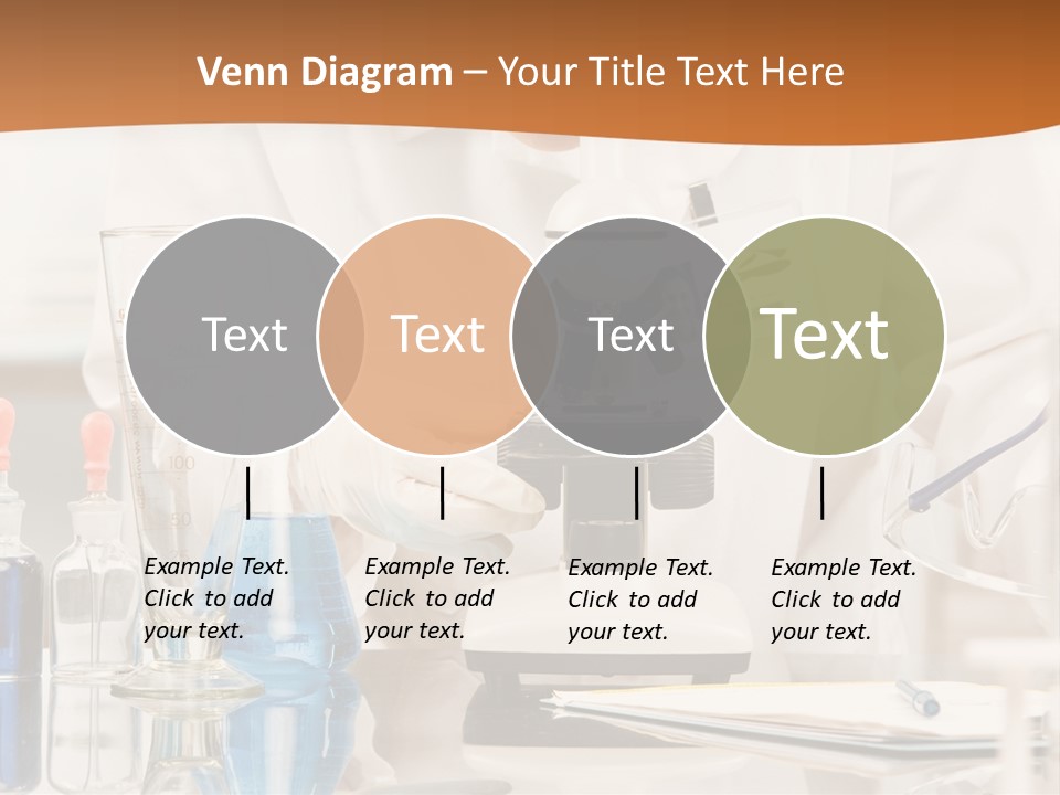 Curious Research Scientist In Lab Coat And Rubber Gloves Looking At Specimen Under Microscope In Laboratory PowerPoint Template