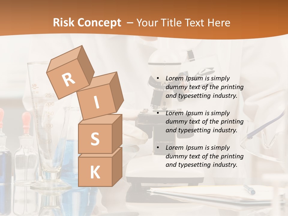 Curious Research Scientist In Lab Coat And Rubber Gloves Looking At Specimen Under Microscope In Laboratory PowerPoint Template