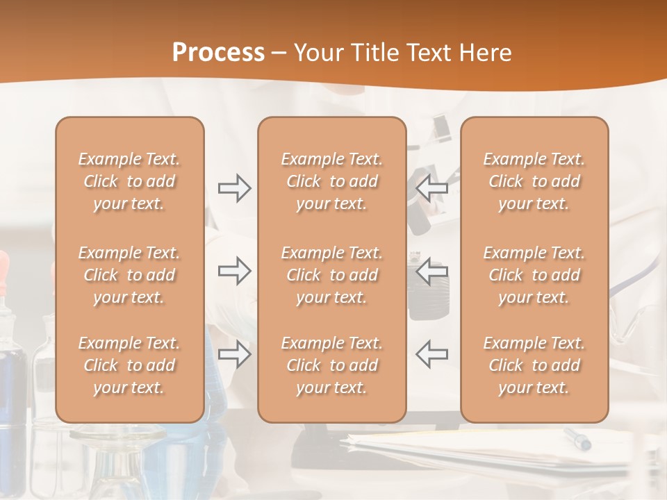 Curious Research Scientist In Lab Coat And Rubber Gloves Looking At Specimen Under Microscope In Laboratory PowerPoint Template