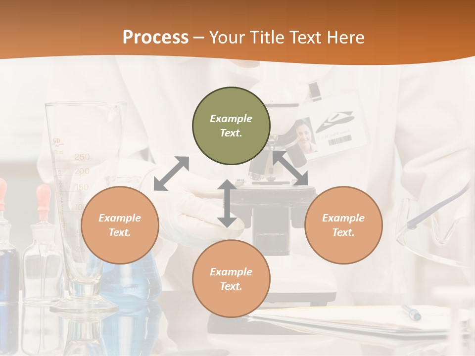 Curious Research Scientist In Lab Coat And Rubber Gloves Looking At Specimen Under Microscope In Laboratory PowerPoint Template