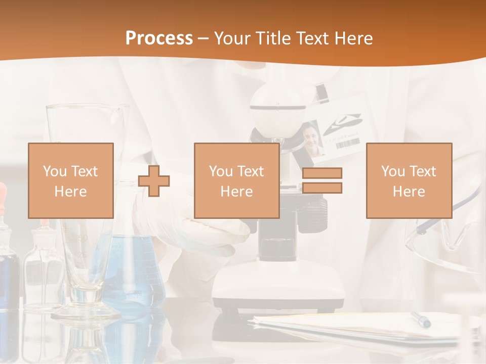 Curious Research Scientist In Lab Coat And Rubber Gloves Looking At Specimen Under Microscope In Laboratory PowerPoint Template
