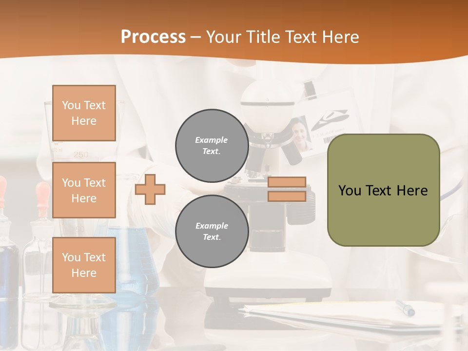 Curious Research Scientist In Lab Coat And Rubber Gloves Looking At Specimen Under Microscope In Laboratory PowerPoint Template