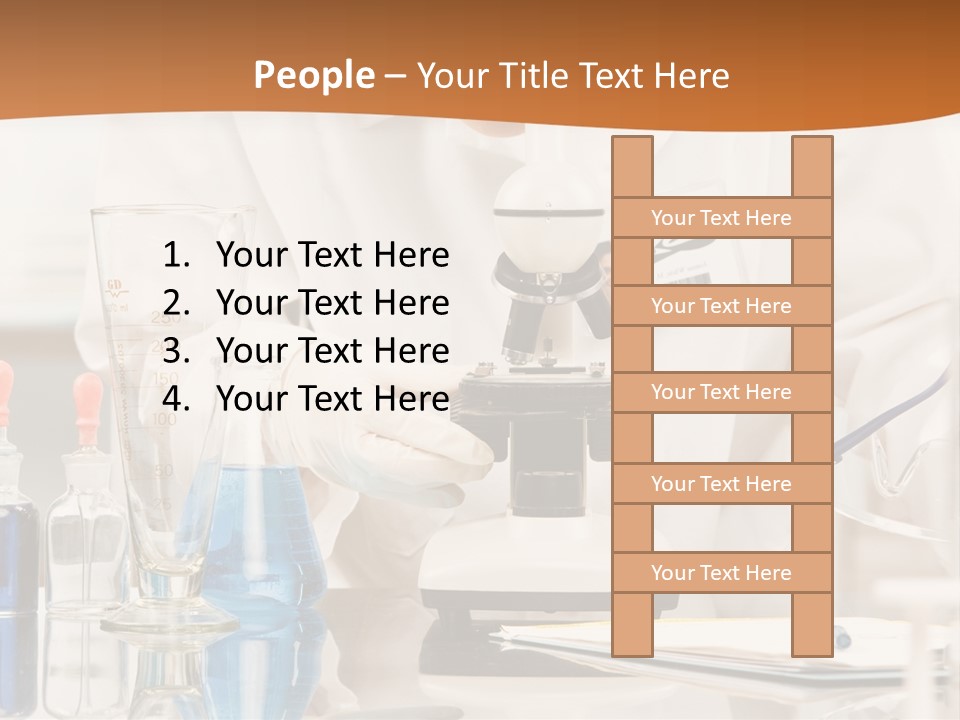 Curious Research Scientist In Lab Coat And Rubber Gloves Looking At Specimen Under Microscope In Laboratory PowerPoint Template