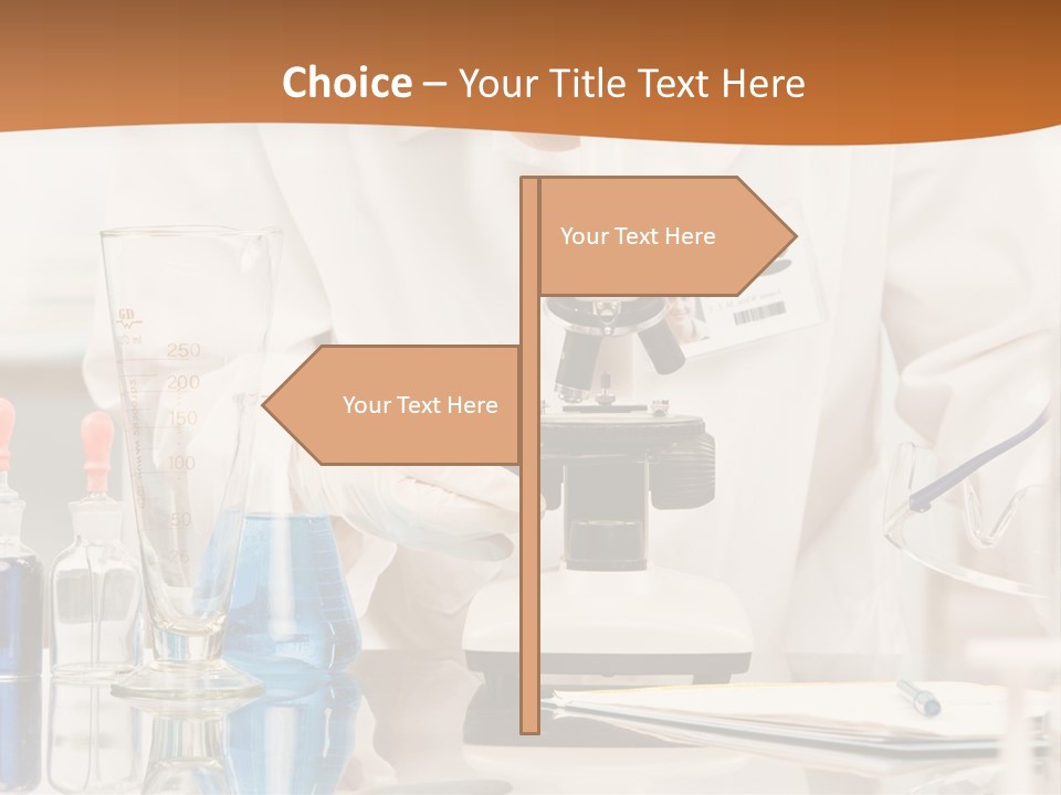 Curious Research Scientist In Lab Coat And Rubber Gloves Looking At Specimen Under Microscope In Laboratory PowerPoint Template