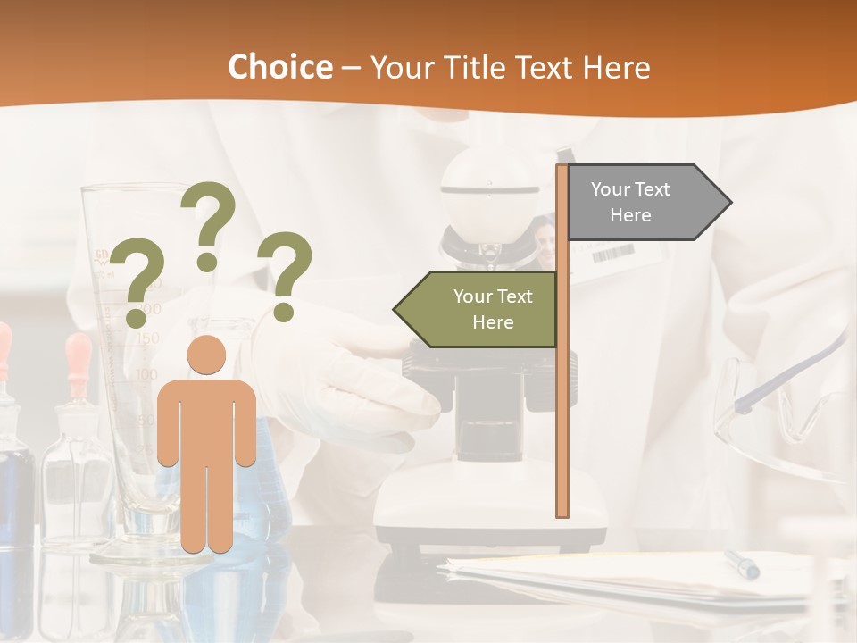 Curious Research Scientist In Lab Coat And Rubber Gloves Looking At Specimen Under Microscope In Laboratory PowerPoint Template