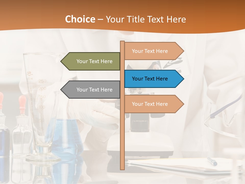 Curious Research Scientist In Lab Coat And Rubber Gloves Looking At Specimen Under Microscope In Laboratory PowerPoint Template