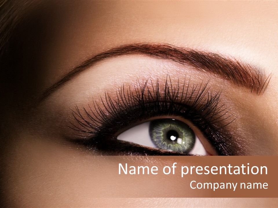 Green Eye With Beautiful Makeup PowerPoint Template