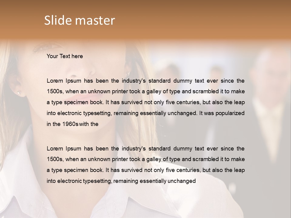 Confident Business Woman With Team Behind Her PowerPoint Template