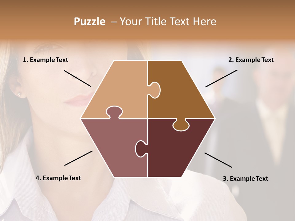 Confident Business Woman With Team Behind Her PowerPoint Template