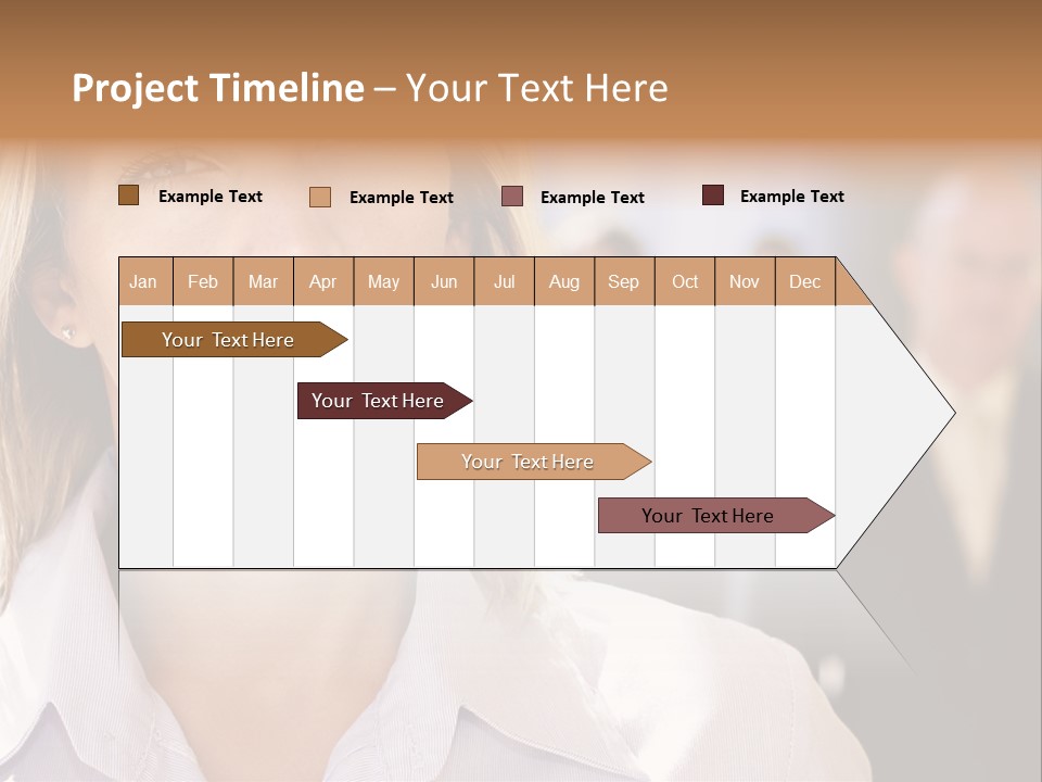 Confident Business Woman With Team Behind Her PowerPoint Template
