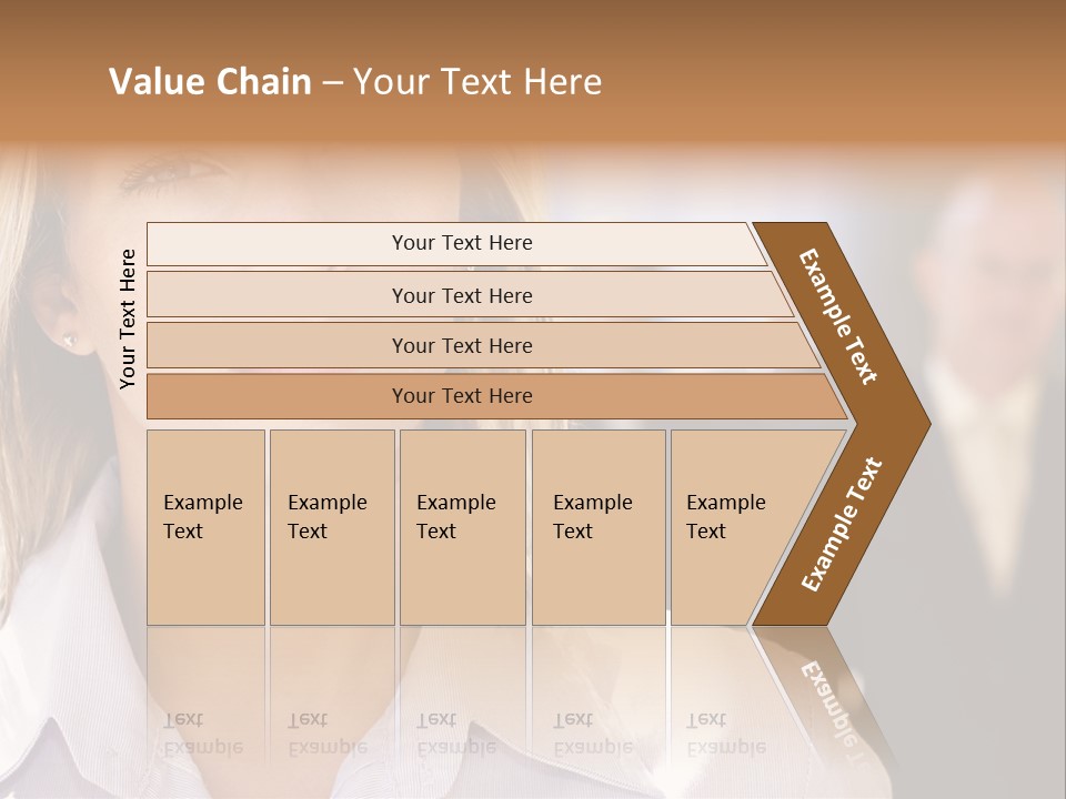 Confident Business Woman With Team Behind Her PowerPoint Template