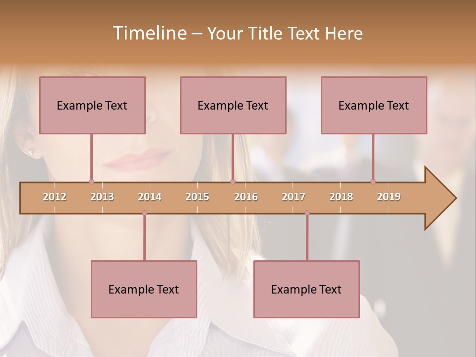 Confident Business Woman With Team Behind Her PowerPoint Template