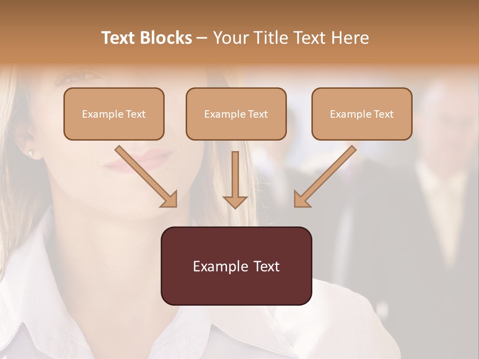 Confident Business Woman With Team Behind Her PowerPoint Template