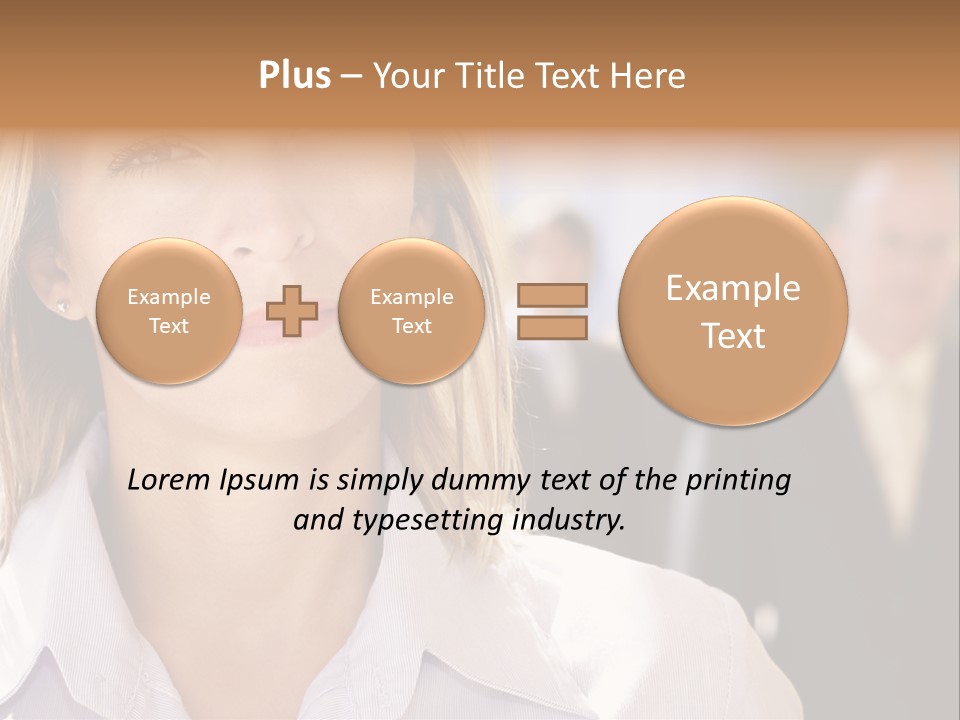 Confident Business Woman With Team Behind Her PowerPoint Template