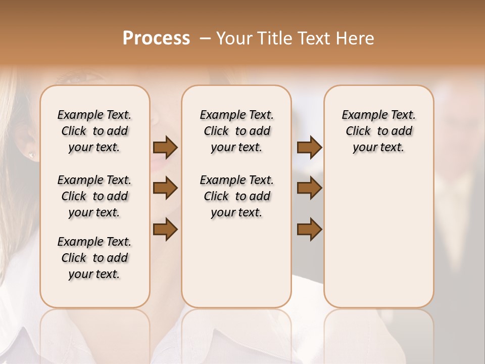 Confident Business Woman With Team Behind Her PowerPoint Template