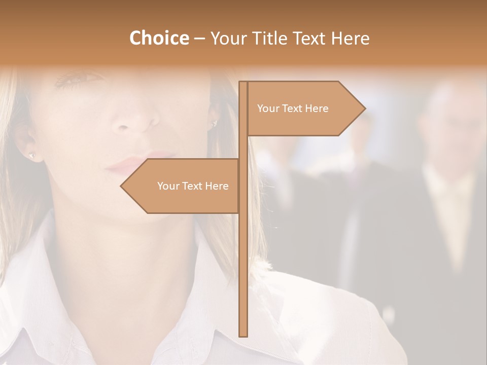 Confident Business Woman With Team Behind Her PowerPoint Template