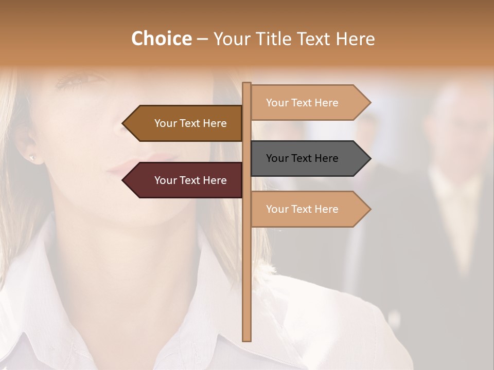 Confident Business Woman With Team Behind Her PowerPoint Template