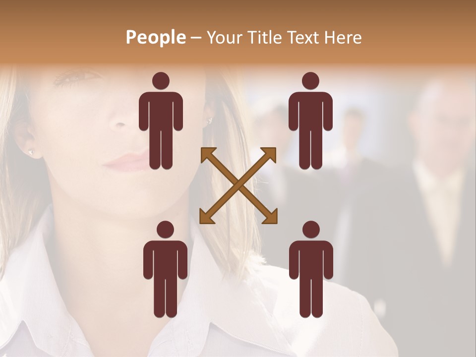 Confident Business Woman With Team Behind Her PowerPoint Template