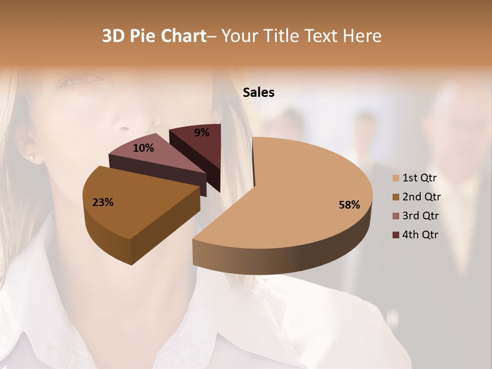 Confident Business Woman With Team Behind Her PowerPoint Template