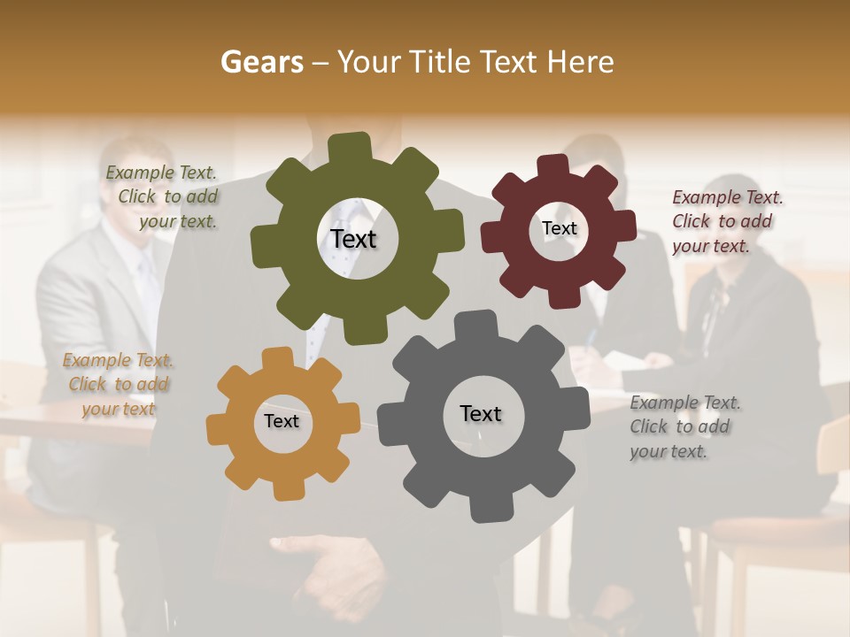 Confident Businessman With Notebook And Co-Workers In Conference Room PowerPoint Template