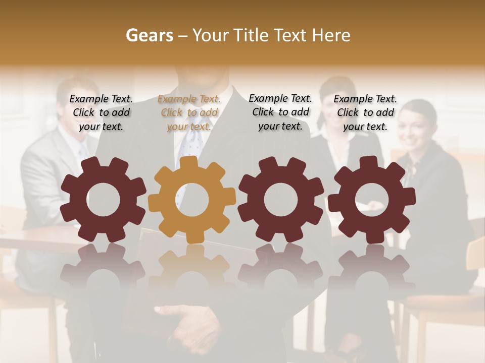 Confident Businessman With Notebook And Co-Workers In Conference Room PowerPoint Template