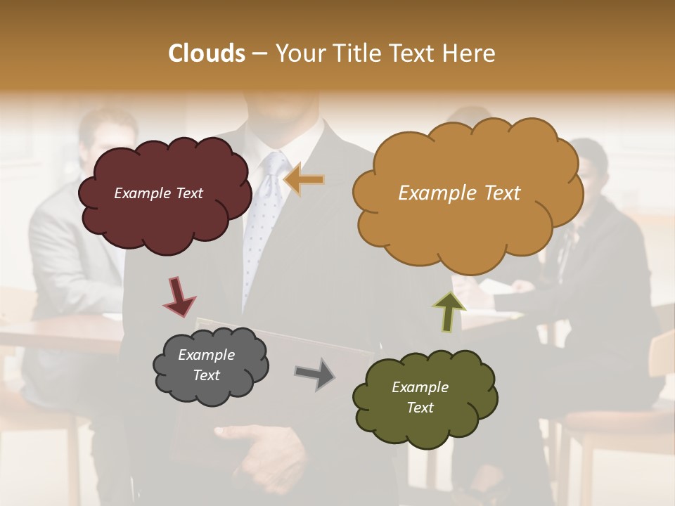 Confident Businessman With Notebook And Co-Workers In Conference Room PowerPoint Template