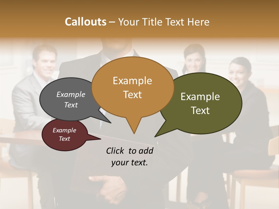 Confident Businessman With Notebook And Co-Workers In Conference Room PowerPoint Template