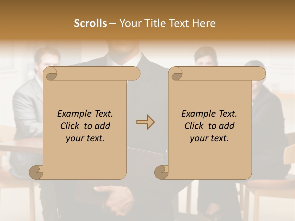 Confident Businessman With Notebook And Co-Workers In Conference Room PowerPoint Template