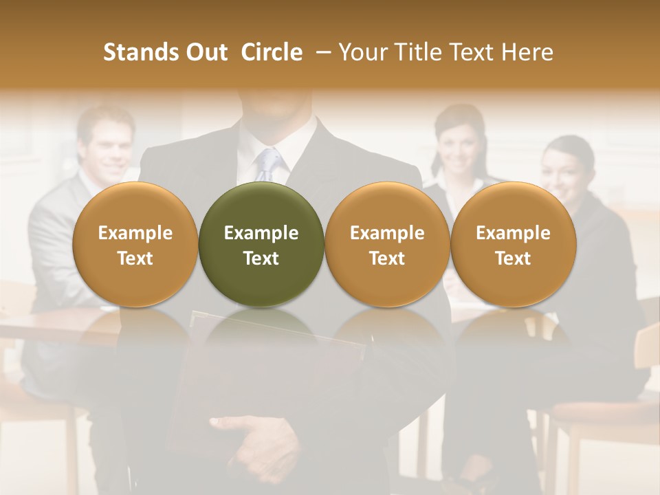 Confident Businessman With Notebook And Co-Workers In Conference Room PowerPoint Template