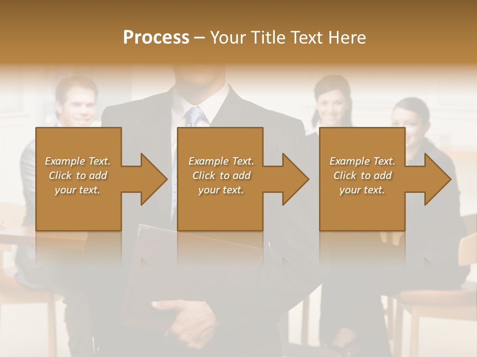 Confident Businessman With Notebook And Co-Workers In Conference Room PowerPoint Template