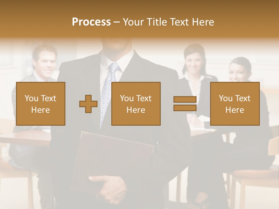 Confident Businessman With Notebook And Co-Workers In Conference Room PowerPoint Template