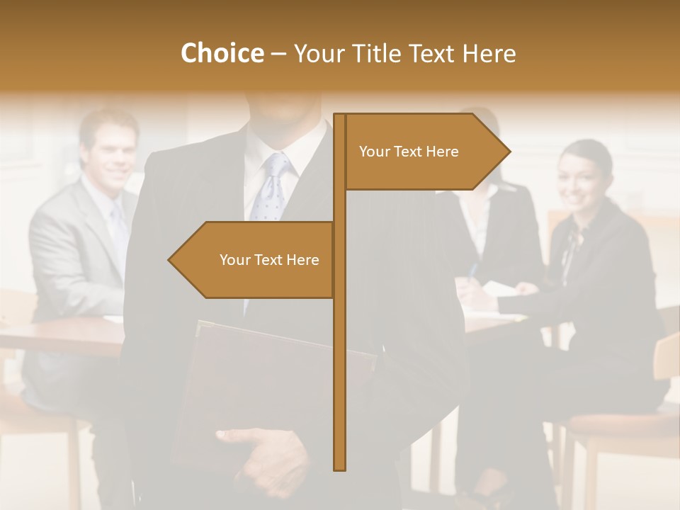 Confident Businessman With Notebook And Co-Workers In Conference Room PowerPoint Template