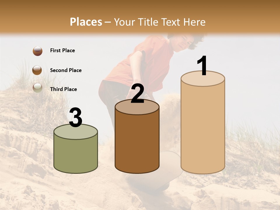 Teenager Sand Boarding Down A Sand Dune PowerPoint Template