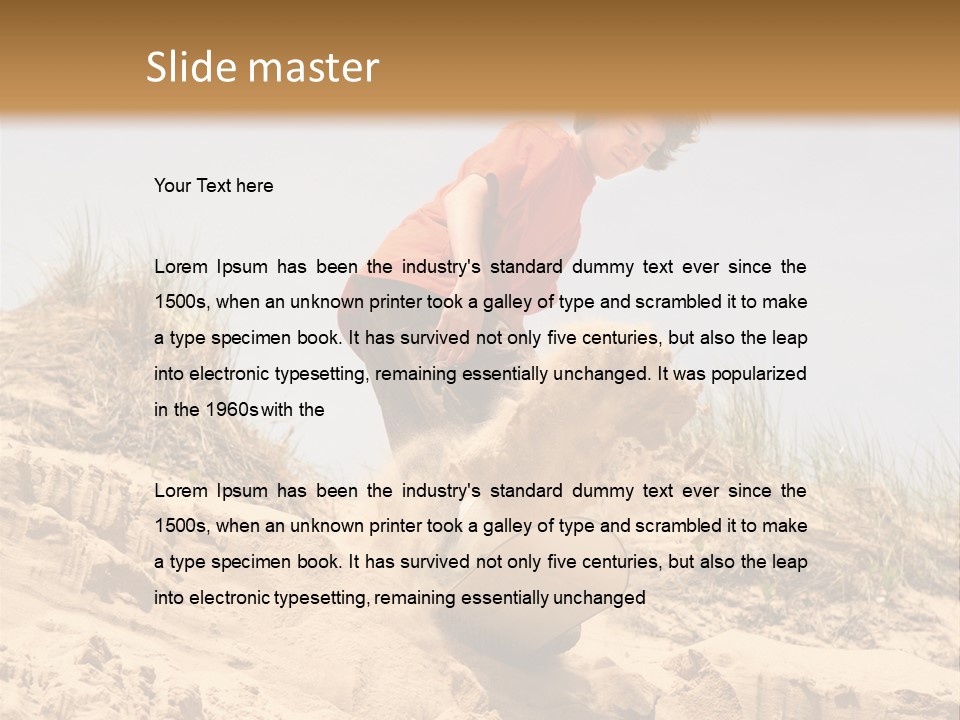 Teenager Sand Boarding Down A Sand Dune PowerPoint Template