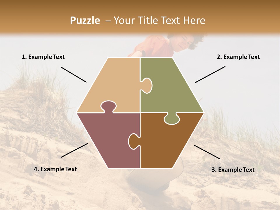 Teenager Sand Boarding Down A Sand Dune PowerPoint Template