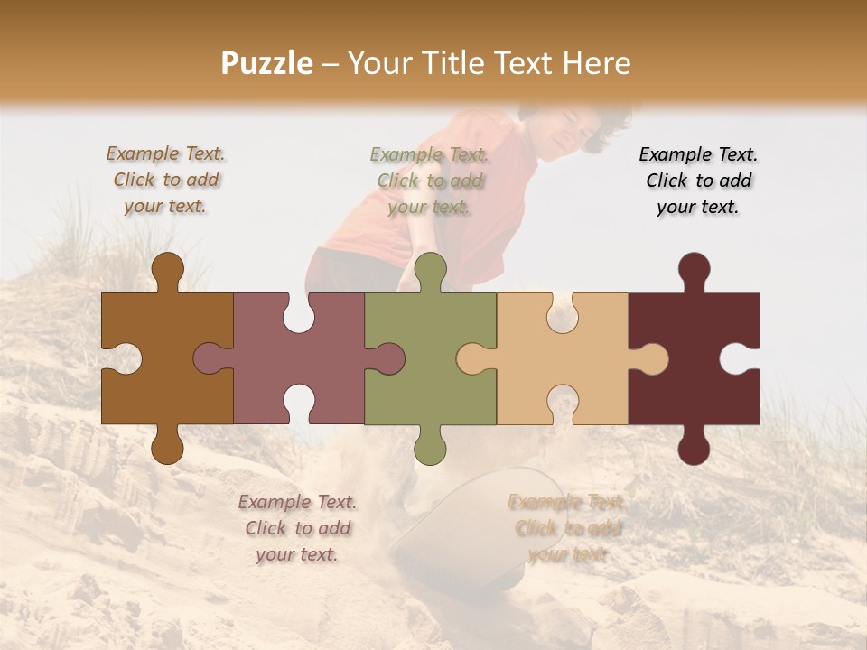 Teenager Sand Boarding Down A Sand Dune PowerPoint Template