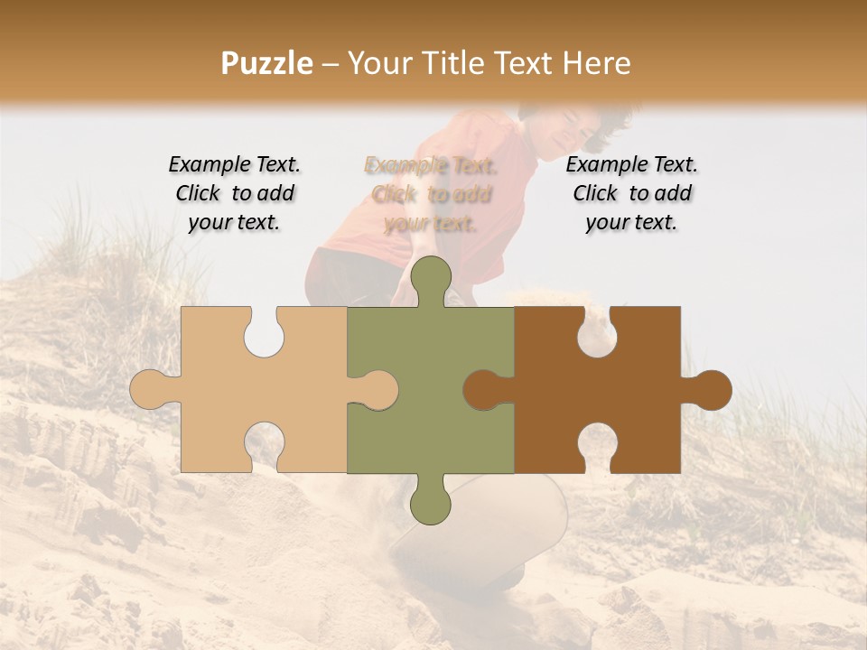 Teenager Sand Boarding Down A Sand Dune PowerPoint Template