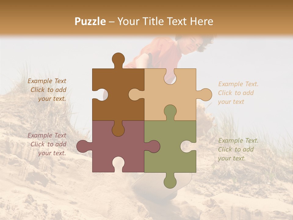 Teenager Sand Boarding Down A Sand Dune PowerPoint Template