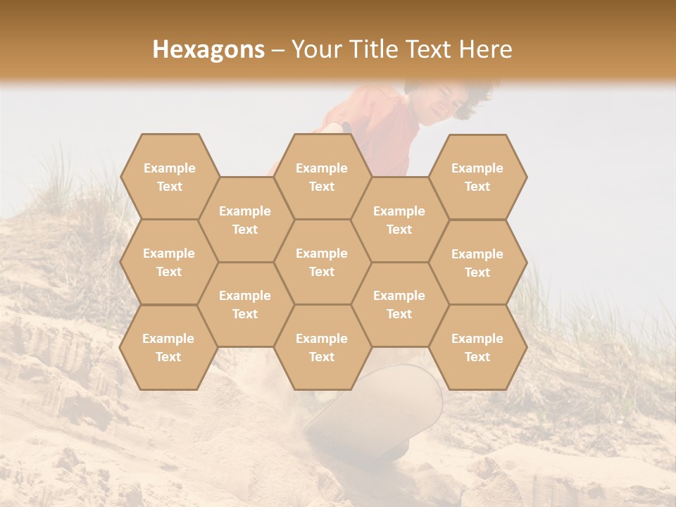 Teenager Sand Boarding Down A Sand Dune PowerPoint Template