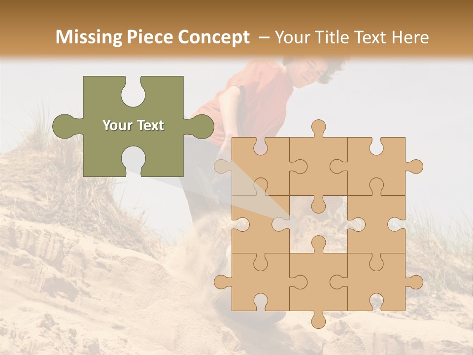 Teenager Sand Boarding Down A Sand Dune PowerPoint Template