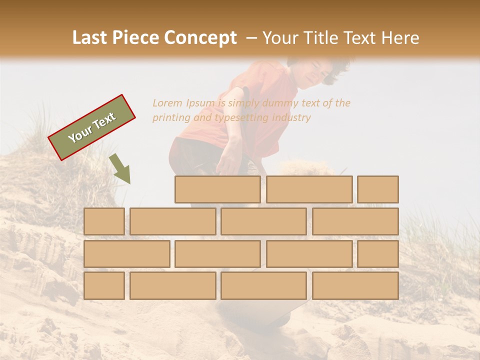 Teenager Sand Boarding Down A Sand Dune PowerPoint Template