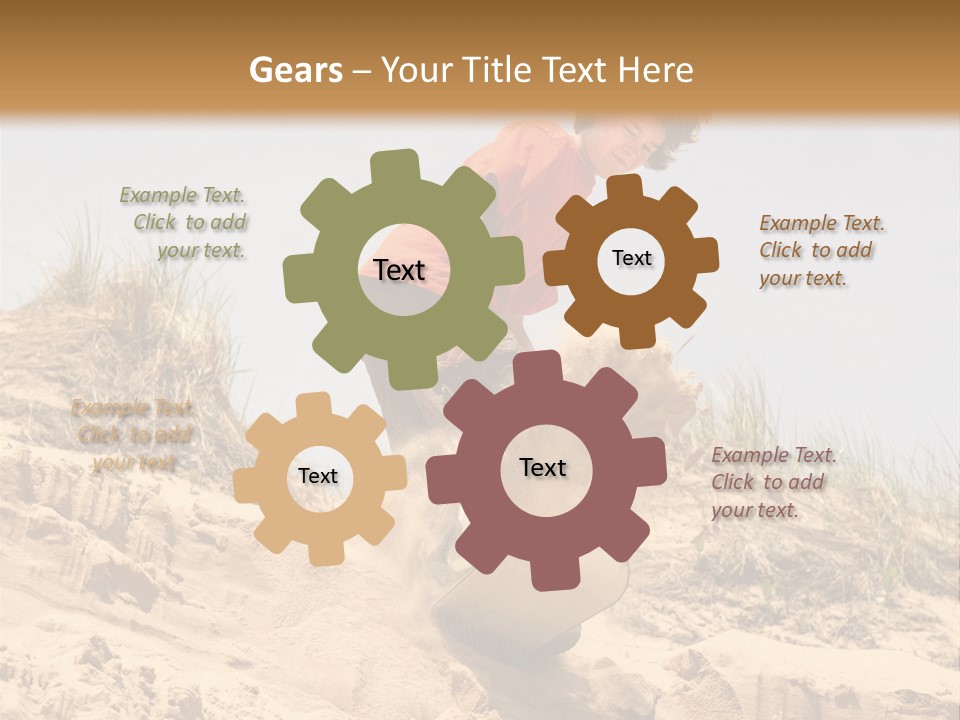 Teenager Sand Boarding Down A Sand Dune PowerPoint Template