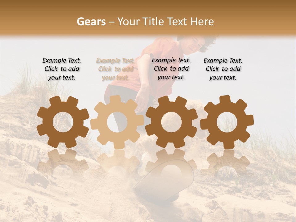 Teenager Sand Boarding Down A Sand Dune PowerPoint Template