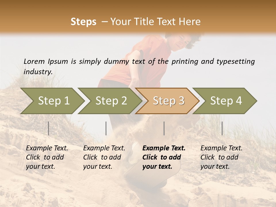 Teenager Sand Boarding Down A Sand Dune PowerPoint Template